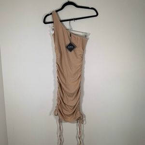 Zaful Dress Women’s 4 Brown One Shoulder Ribbed Bodycon Short Dress NWT